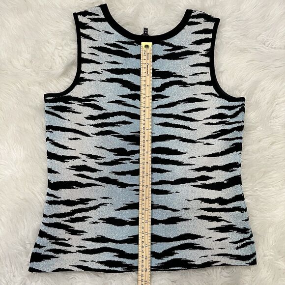 Y2K Ming Wang Tank Top Women Medium Zebra Bodycon Edgy Animal Retro Bold Casual - Picture 10 of 10